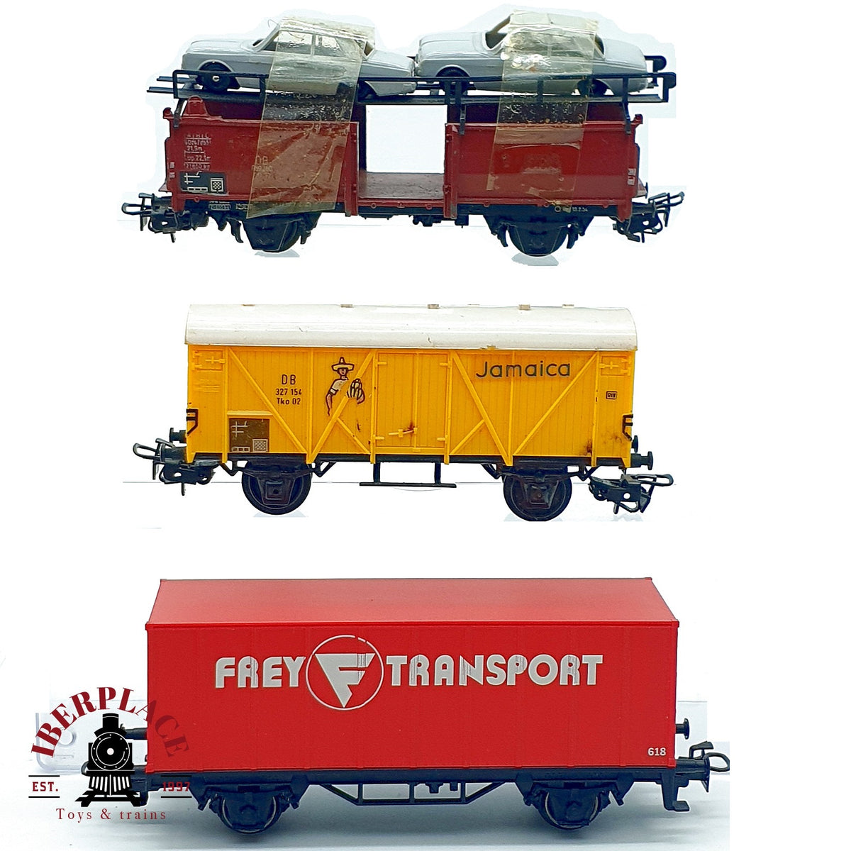 ♻️ 🚂 Märklin 3x vagones mercancías portacoches Jamaica Frey AC 4509 4613 Escala H0 1:87