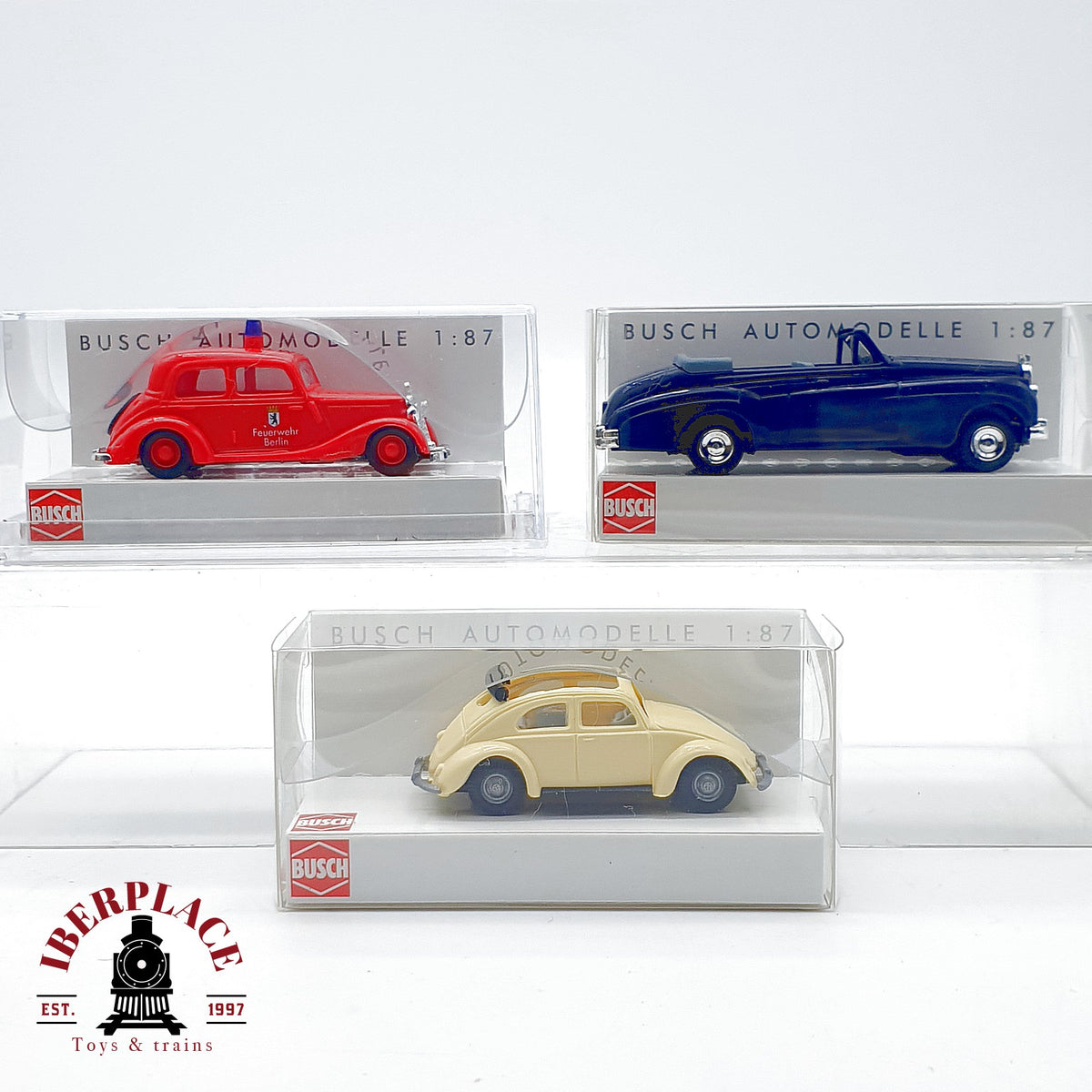 ♻️ 🚂 Busch 3x Coches VW Käfer Bentley Mercedes 42732 44411 41421 Escala H0 1:87