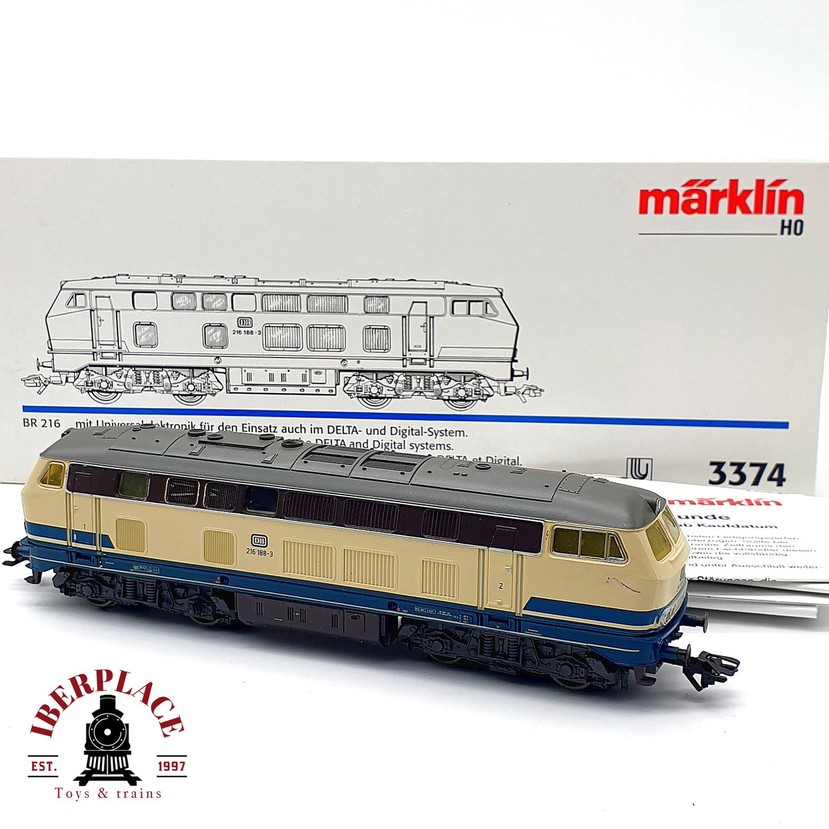♻️✨ Märklin 3374 Locomotora diesel BR 216 188-3 DB Ep IV AC Escala H0 1:87 2/2