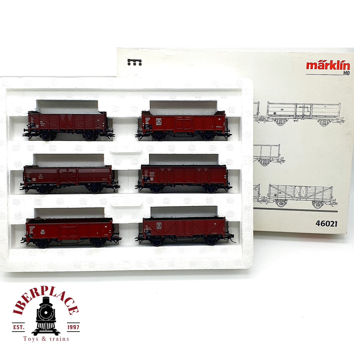 ♻️ ✨Märklin 46021 Set 6 vagones bordes abiertos Om 12 DB Ep III AC Escala H0 1:87