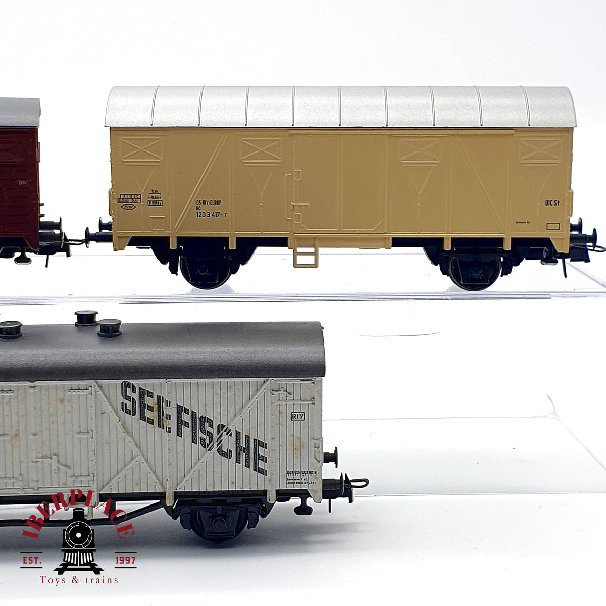 ♻️ 🚂 Roco 3x Vagones Mercancias Cerrados Seefische DB Ep III IV DC Escala H0 1:87