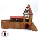 ♻️ Torre de muralla medieval con puerta de la ciudad Escala H0 1:87