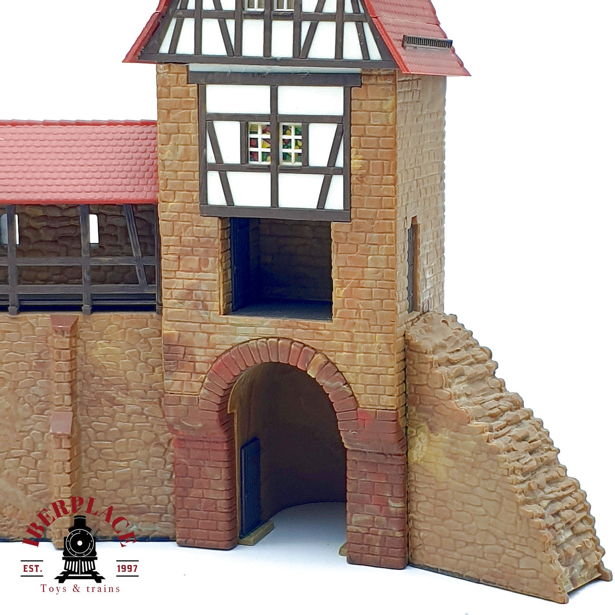♻️ Torre de muralla medieval con puerta de la ciudad Escala H0 1:87