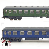 ♻️ 🚂 Minitrix lote 2 vagones pasajeros Bm234 Bm232 verde azul DB escala N 1:160