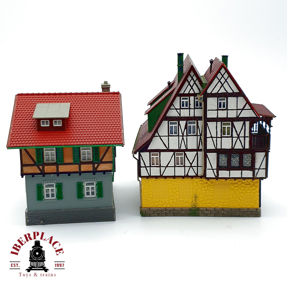 ♻️ 2x Casas alpinas entramado de madera Fachwerkhaus Escala H0 1:87