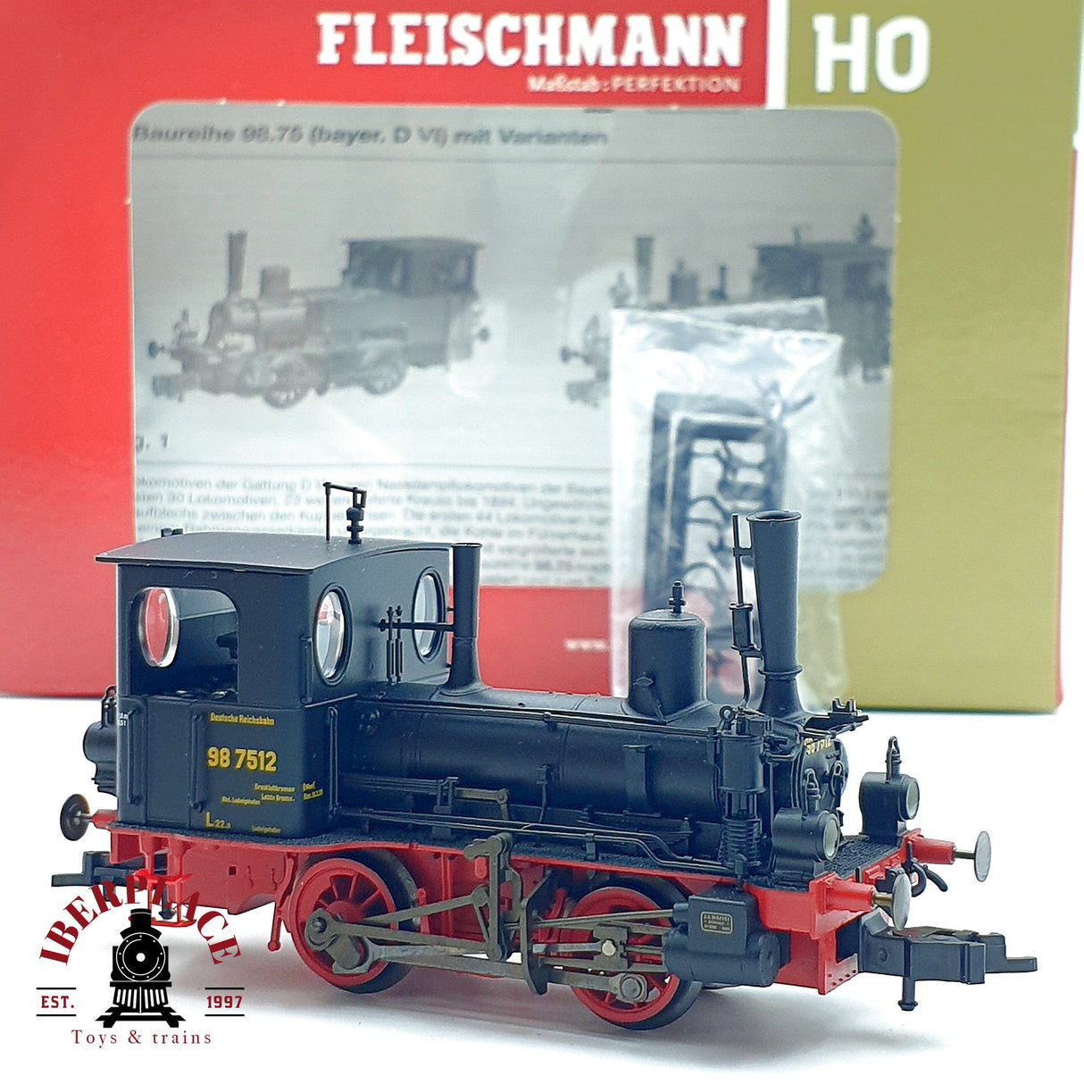 ♻️ ✨ Fleischmann 400601 locomotora vapor BR 98 7512 DRG epoca II H0 1:87 DC