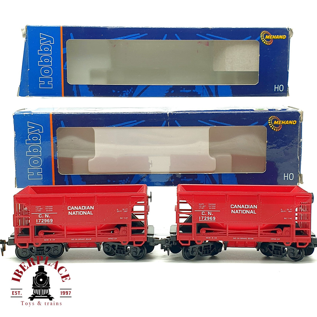 ♻️🚂 Mehano Set 2 vagones tolva Hopper Canadian National CN Escala H0 1:87