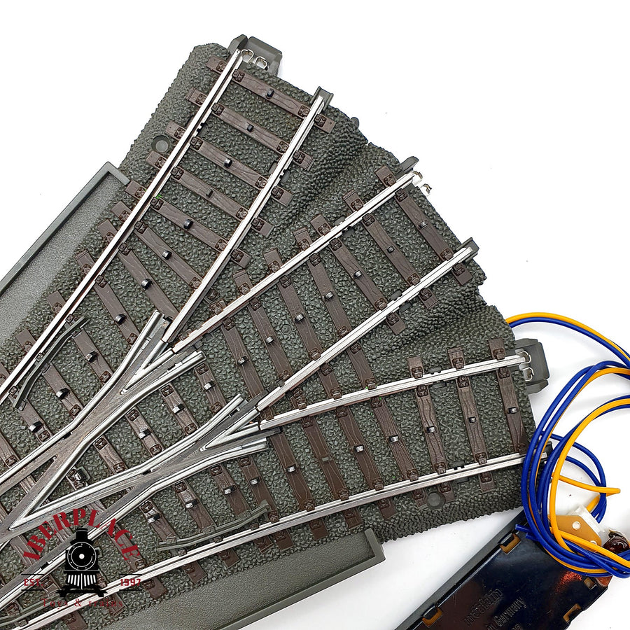 ♻️🚂 Märklin 24630 C-Gleis Desvio Triple Dreiwegweiche + Motor Electrico 7449 Escala H0 1:87