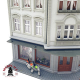 ♻️ Kibri Edificio esquinero con tienda de motos maqueta Escala H0 1:87