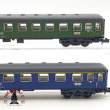 ♻️ 🚂 Minitrix lote 2 vagones pasajeros Bm234 Bm232 verde azul DB escala N 1:160