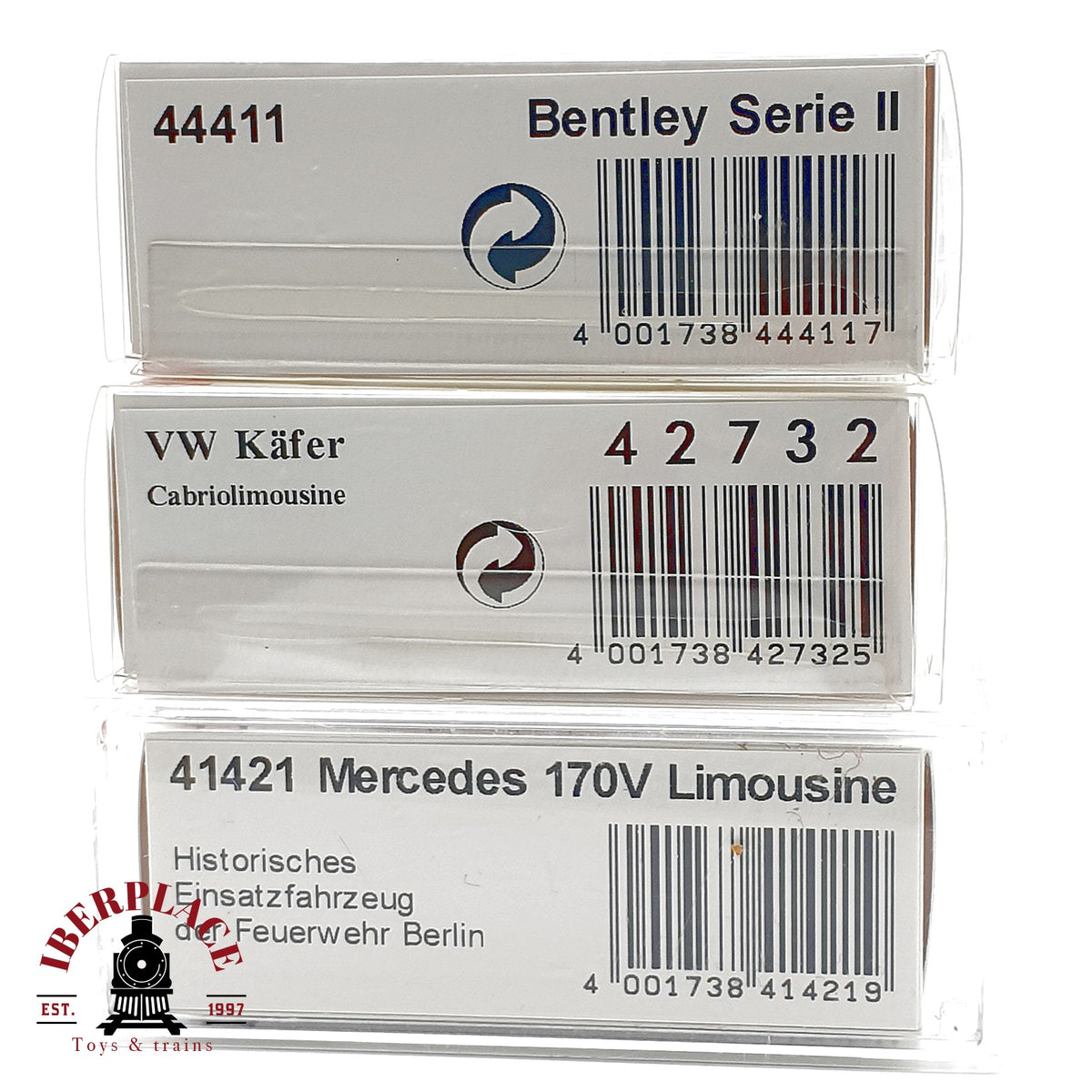 ♻️ 🚂 Busch 3x Coches VW Käfer Bentley Mercedes 42732 44411 41421 Escala H0 1:87