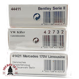♻️ 🚂 Busch 3x Coches VW Käfer Bentley Mercedes 42732 44411 41421 Escala H0 1:87