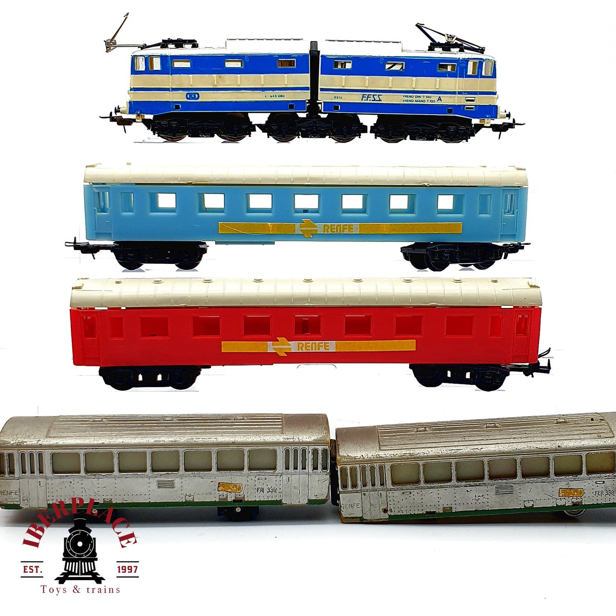 ♻️ 🚂 Tren Electrico Locomotora articulada Vagones Pasajeros RENFE DC Escala H0 1:87