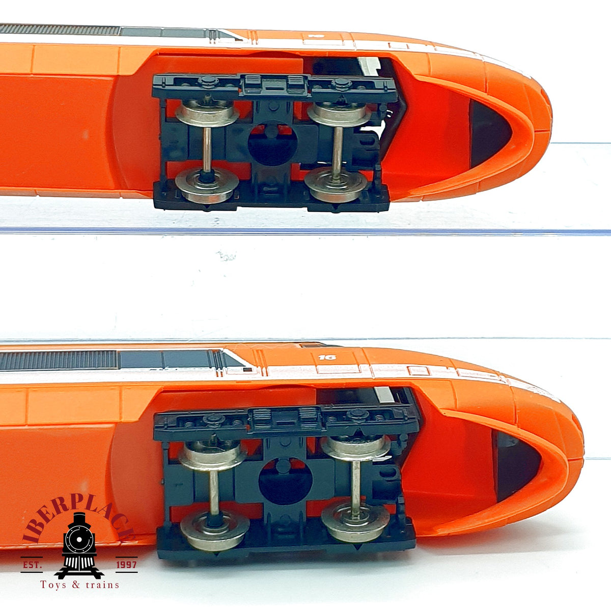 ♻️ 🚂2x cabezas motrices TGV Sud-Est SNCF naranja sin motor Dummies Escala H0 1:87