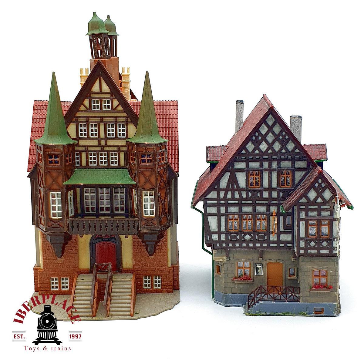 ♻️ 2x Vollmer Edificios entramado de madera Rathaus Casa maquetas Escala H0 1:87