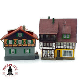 ♻️ 2x Casas alpinas entramado de madera Fachwerkhaus Escala H0 1:87
