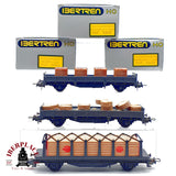 ♻️🚂 IBERTREN 3x vagones mercancias RENFE borde bajo teleros 2302 2356 Escala H0 1:87