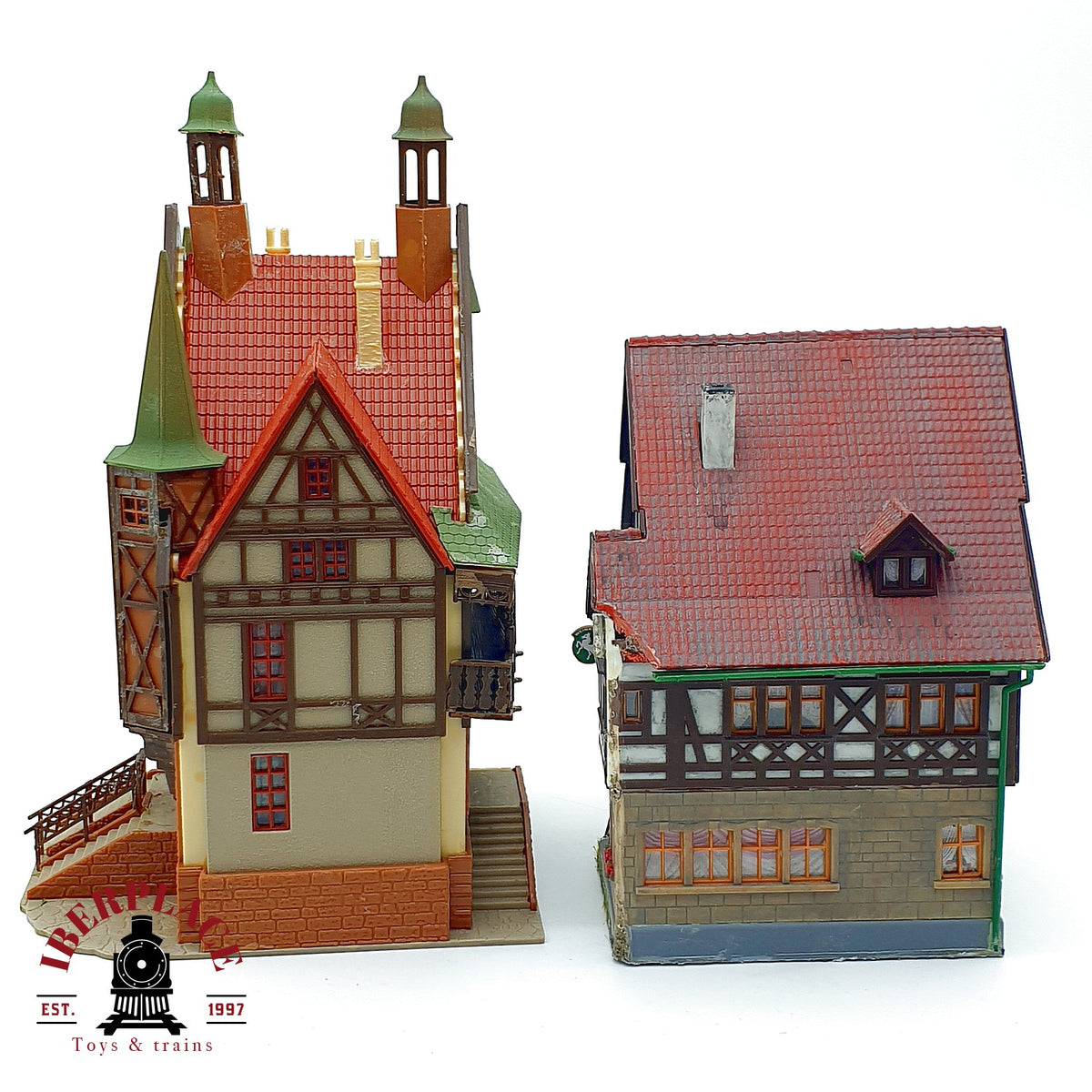 ♻️ 2x Vollmer Edificios entramado de madera Rathaus Casa maquetas Escala H0 1:87