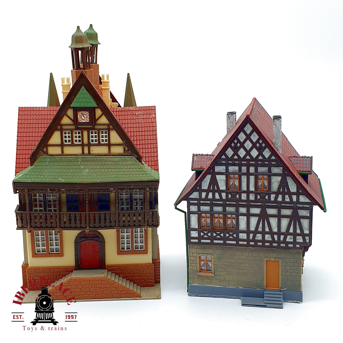 ♻️ 2x Vollmer Edificios entramado de madera Rathaus Casa maquetas Escala H0 1:87
