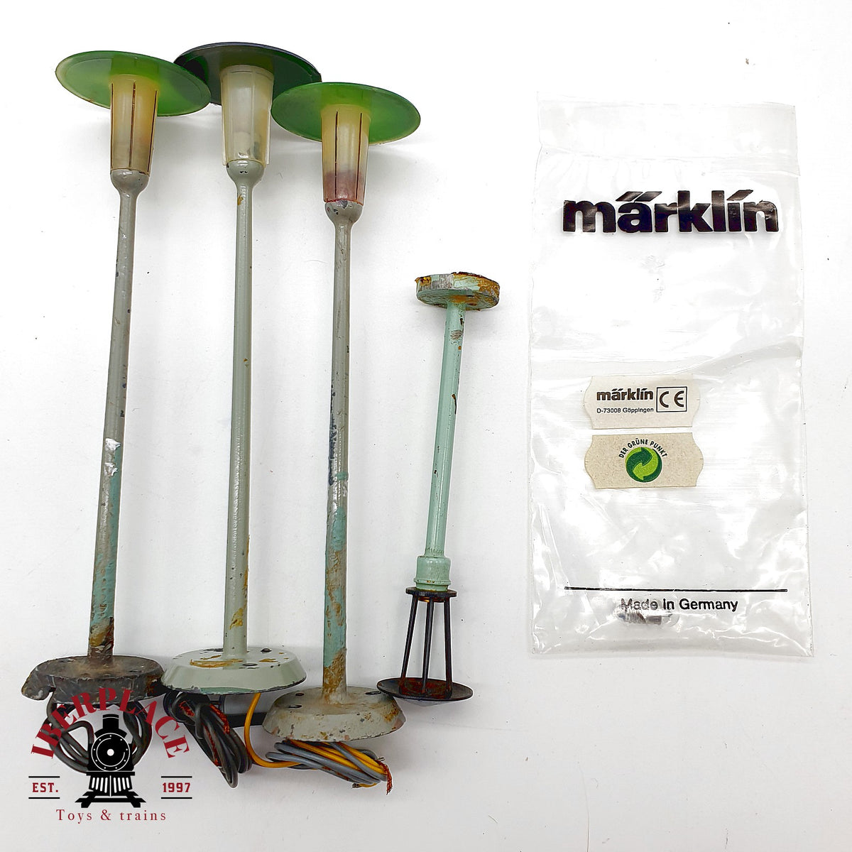 ♻️ 🛠️ Märklin 4x 448/4 farola estacion 1 mastil iluminacion Escala H0 1:87
