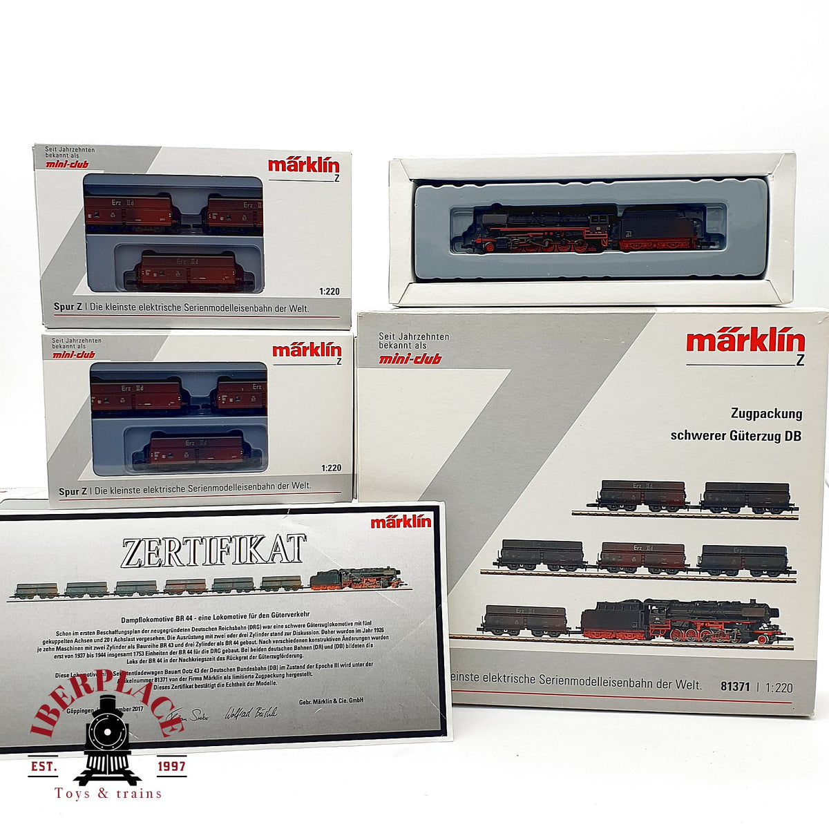 ♻️ ✨ Märklin 81371 Set Tren de Mercancias BR 44 Ep III schwerer Güterzug DB Mini-Club Escala Z 1:220