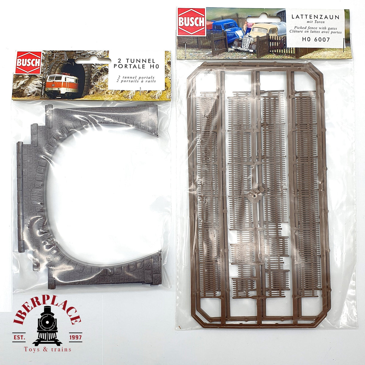 ♻️ 🆕 Busch 6007 7027 Valla de listones y portales tunel  Escala H0 1:87