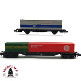 ♻️ 2da mano - 2x Fleischmann Minitrix vagones contenedor Schenker Containerway N escala 1:160 E16