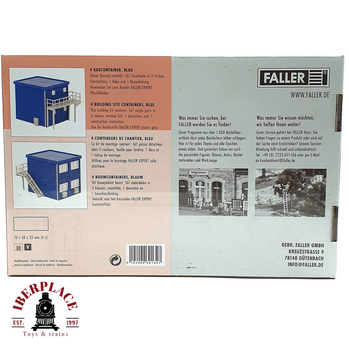 💡 Faller 130134 contenedor de obra azul Kit de montaje H0 escala 1:87 E18