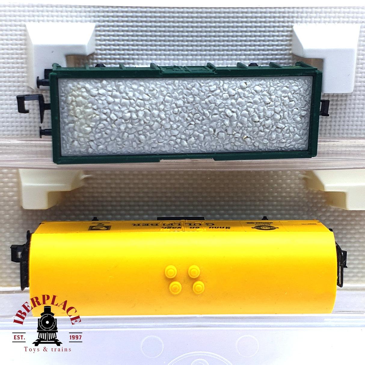 ♻️ 2da mano - 2x Fleischmann vagones mercancias Gullfiber Europ B N escala 1:160 E16