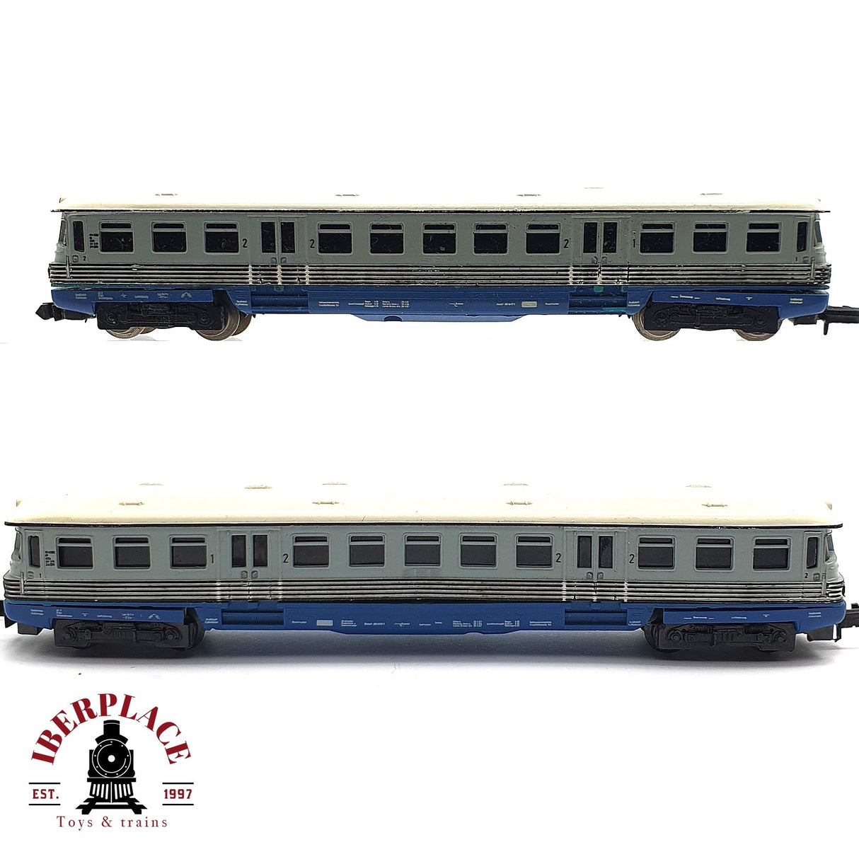 ♻️ 2da mano - 2x PIKO tren diesel con vagon para piezas o restaurar GDR DDR N escala 1:160 E16