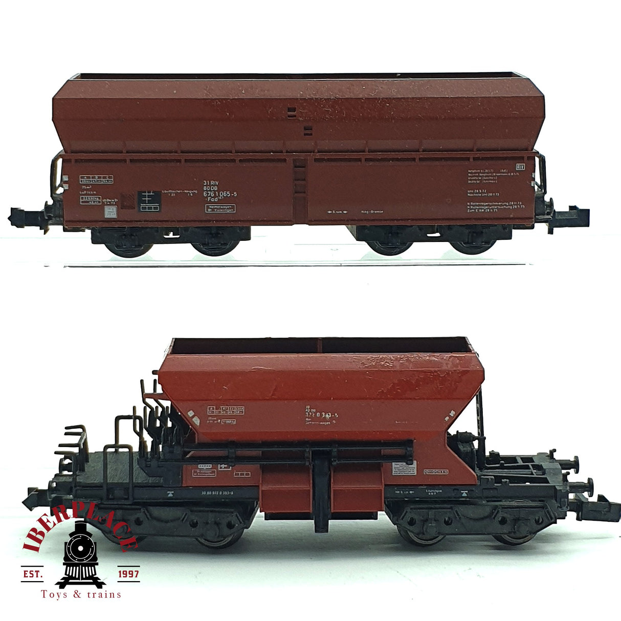 ♻️ 2da mano - 2x Minitrix vagón tolva y vagón auto descargable DB N escala 1:160 E16