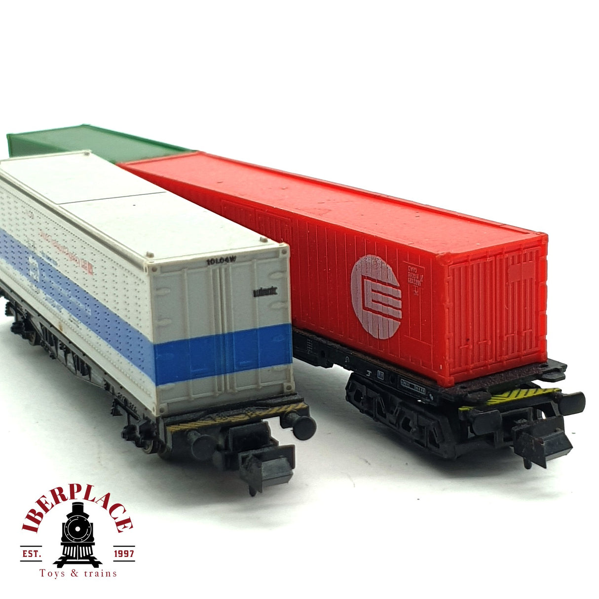 ♻️ 2da mano - 2x Fleischmann Minitrix vagones contenedor Schenker Containerway N escala 1:160 E16