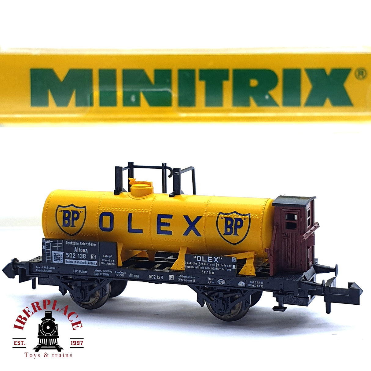 ♻️ 2da mano - Minitrix 51 3232 00 vagón cisterna con garita OLEX DR N escala 1:160 E16