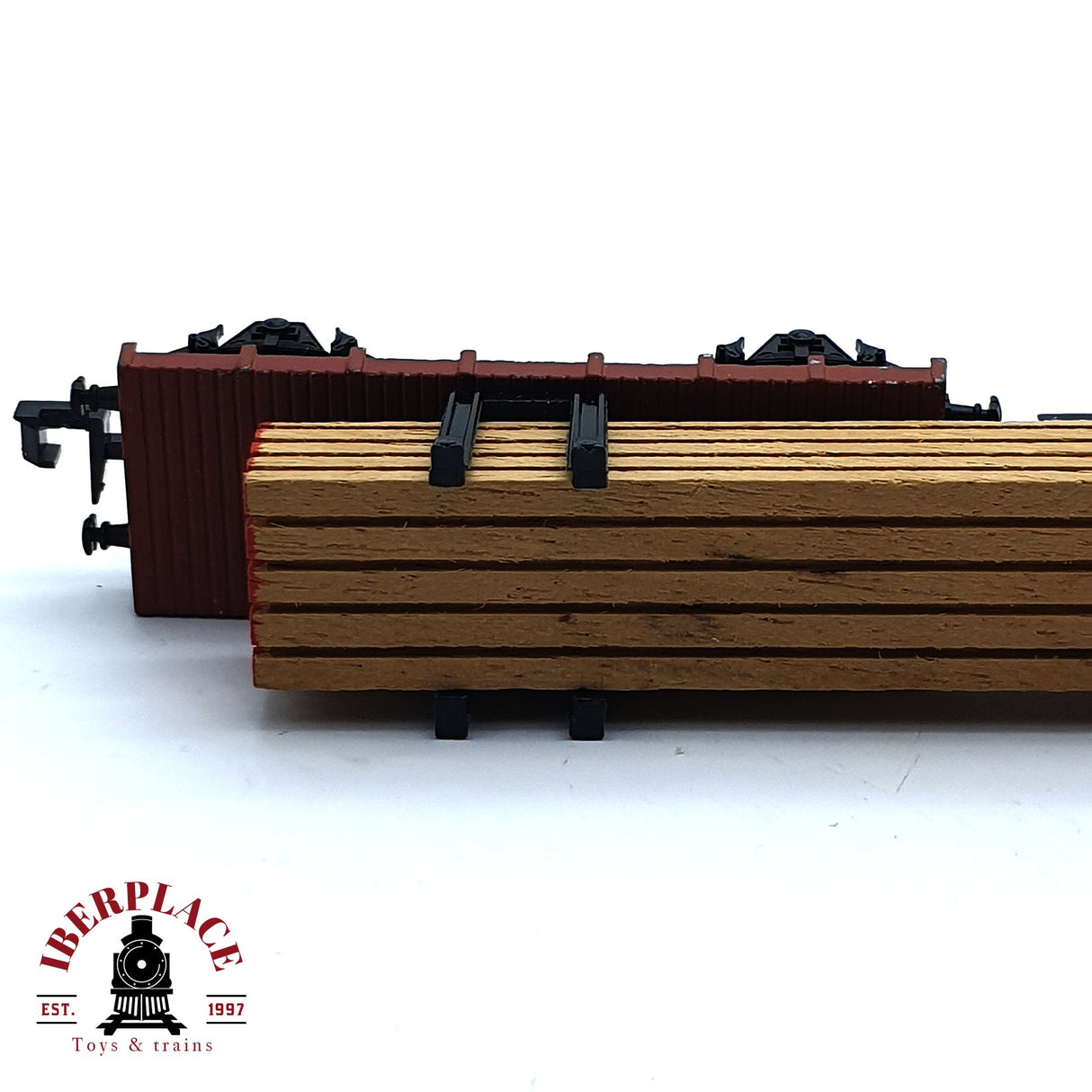 ♻️ 2da mano - IBERTREN 373 vagon plataforma con laminas de madera RENFE N escala 1:160 E16