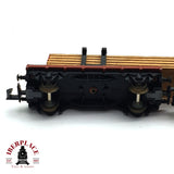 ♻️ 2da mano - IBERTREN 373 vagon plataforma con laminas de madera RENFE N escala 1:160 E16