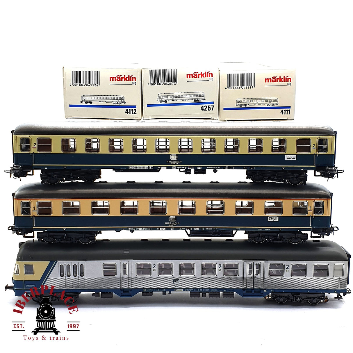 ♻️ 2da mano -  3x Märklin vagones pasajeros DB clases 1-2 H0 escala 1:87 E16