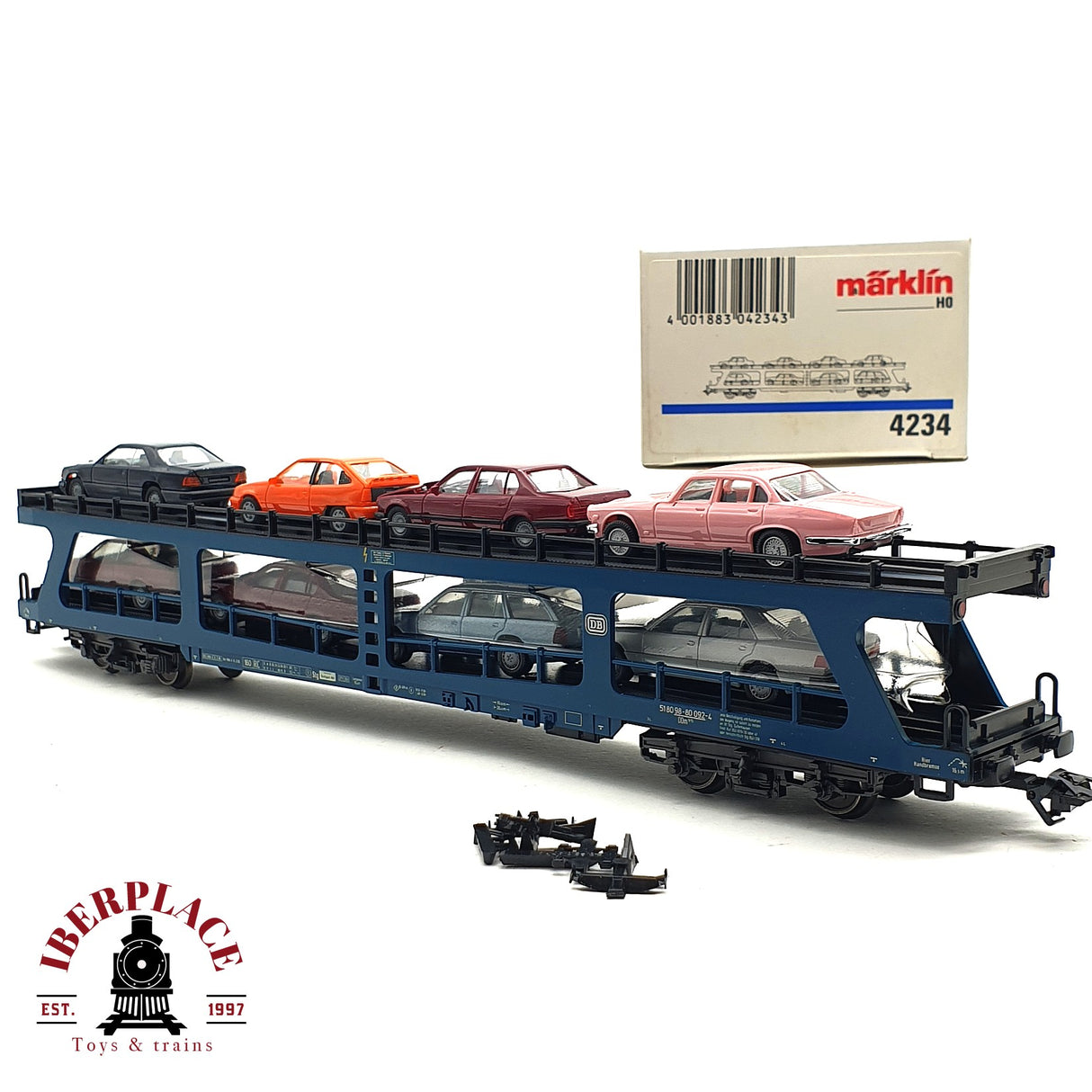 ♻️ 2da mano -   Märklin 4234 vagón portacoches de doble piso DB  H0 escala 1:87 E16