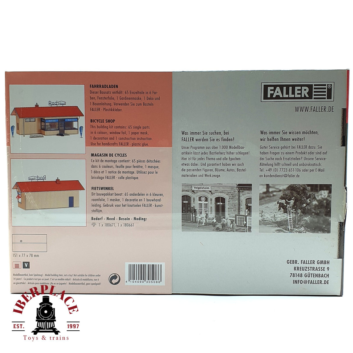 💡 Faller 130508 Tienda de bicicletas Kit de montaje H0 escala 1:87 E18