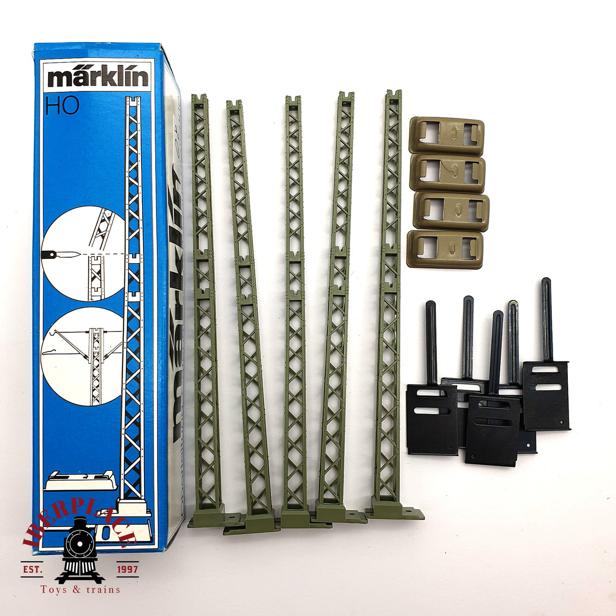♻️ 2da mano -  Märklin 7021 5x Torre de catenaria sistema M y K H0 escala 1:87 E16 1/4
