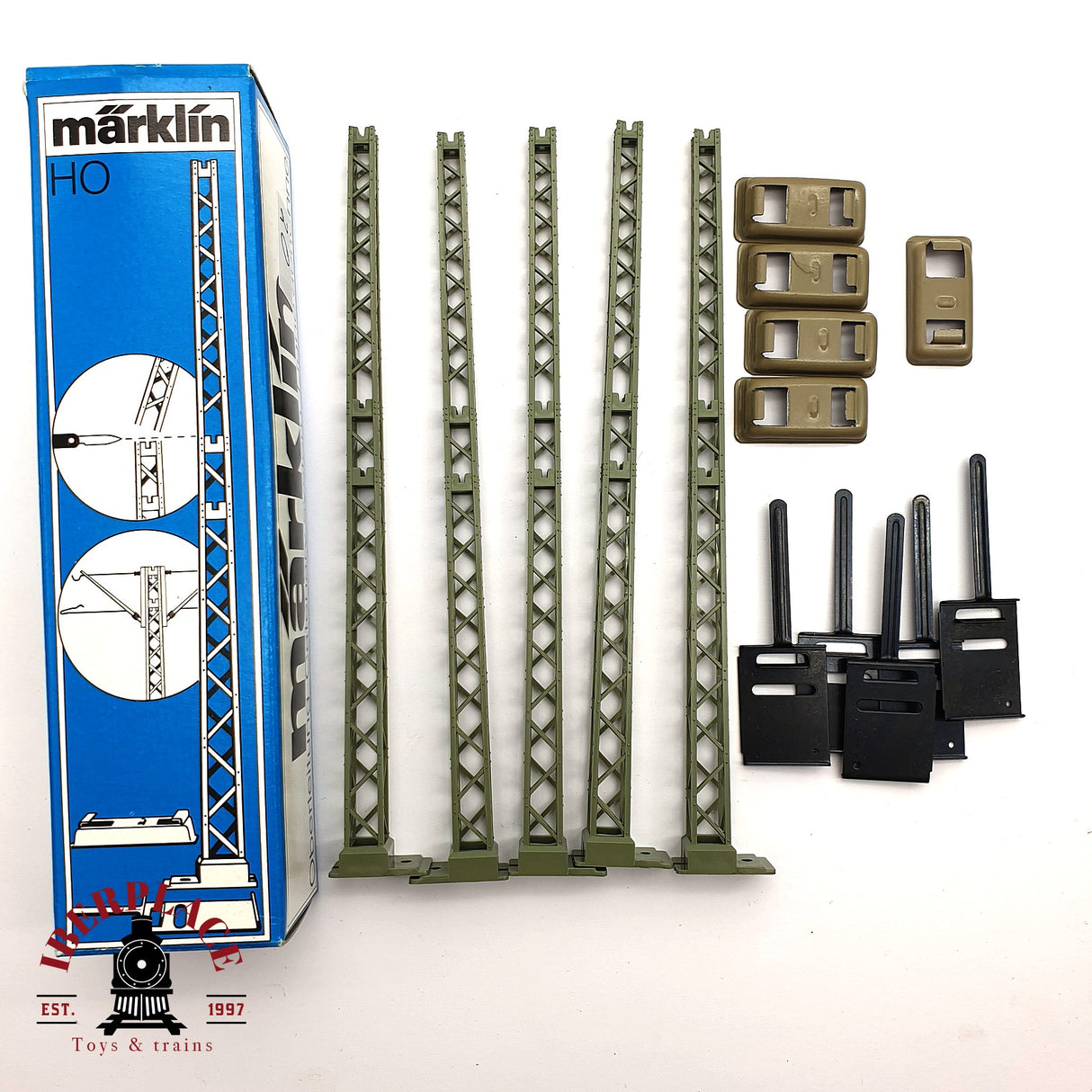 ♻️ 2da mano -  Märklin 7021 5x Torre de catenaria sistema M y K H0 escala 1:87 E16 2/4