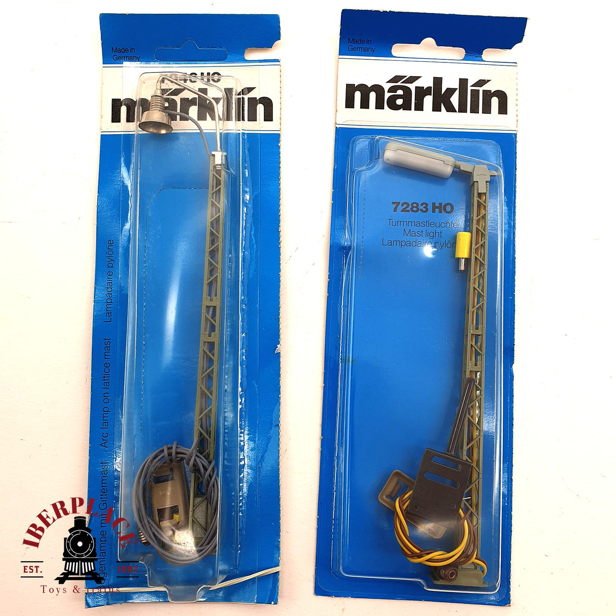 ♻️ 2da mano -  Märklin 2x 7283 7046 Lámparas de torre en celosía H0 escala 1:87 E16