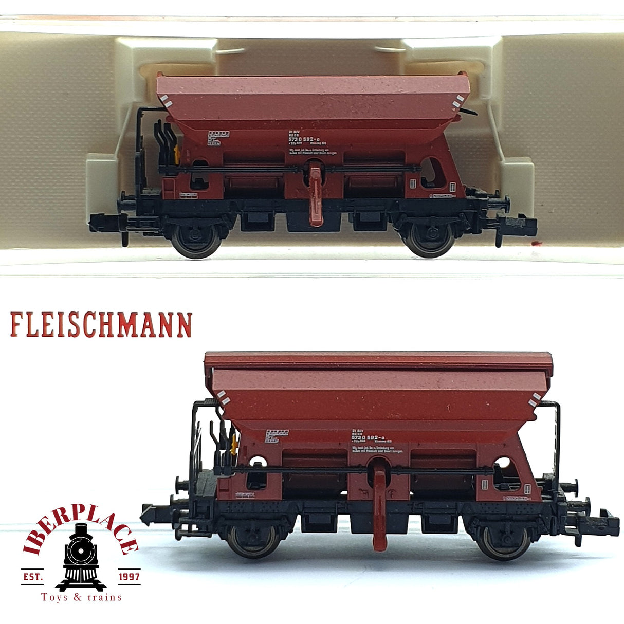 ♻️ 2da mano - 2x Fleischmann 8510 vagones Tolva DB  573 N escala 1:160 E16