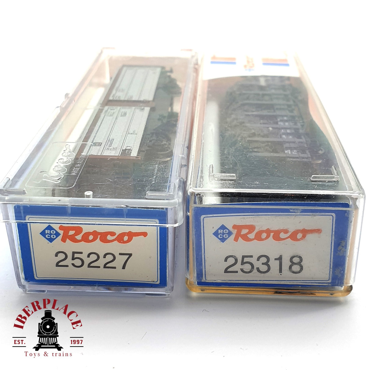 ♻️ 2da mano - 2x Roco vagón cerrado y vagón telero DB CFL N escala 1:160 E16