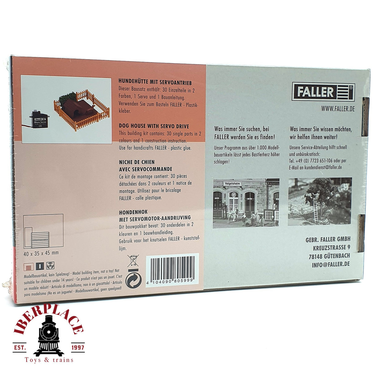 💡 Faller 180599 Caseta para perros con accionamiento servo Kit de montaje H0 escala 1:87 E18