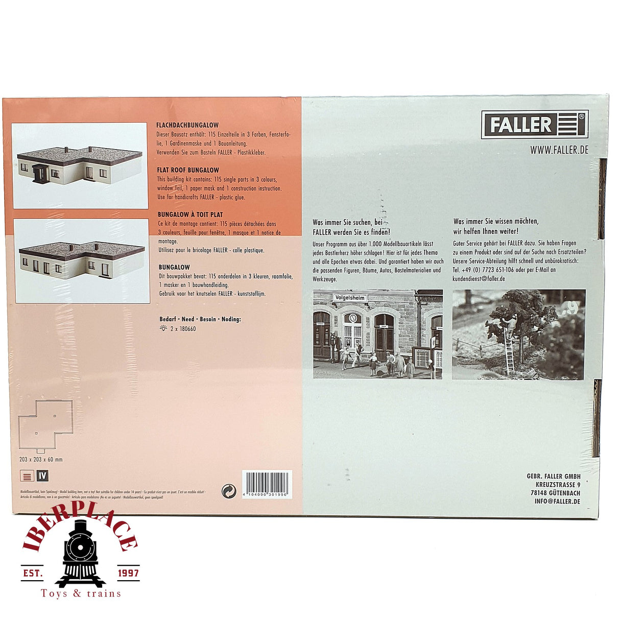 💡 Faller 130199 Bungalow con techo plano Kit de montaje H0 escala 1:87 E18