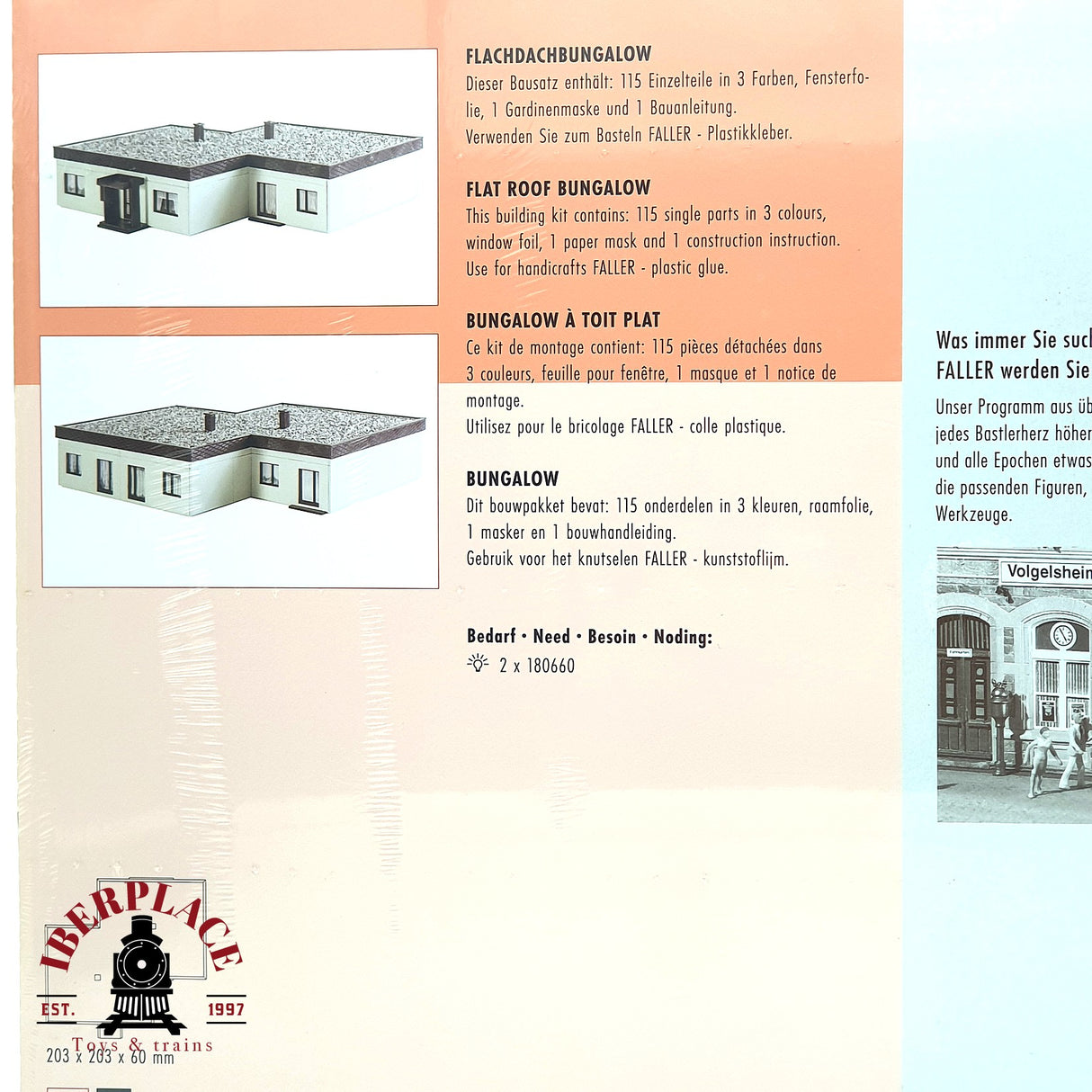 💡 Faller 130199 Bungalow con techo plano Kit de montaje H0 escala 1:87 E18
