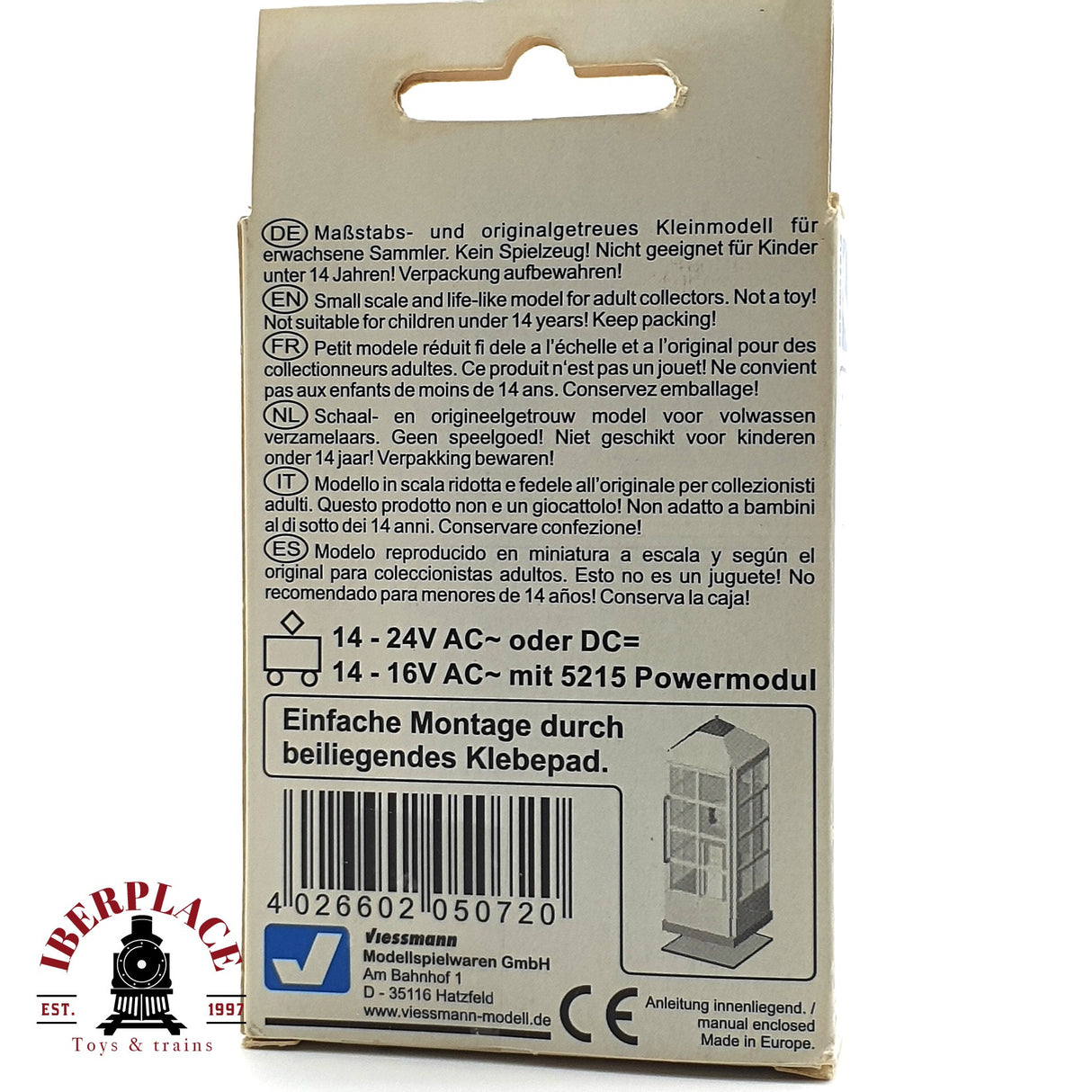 💡 Viessmann 5072  Cabina telefónica con luz LED H0 escala 1:87 E18