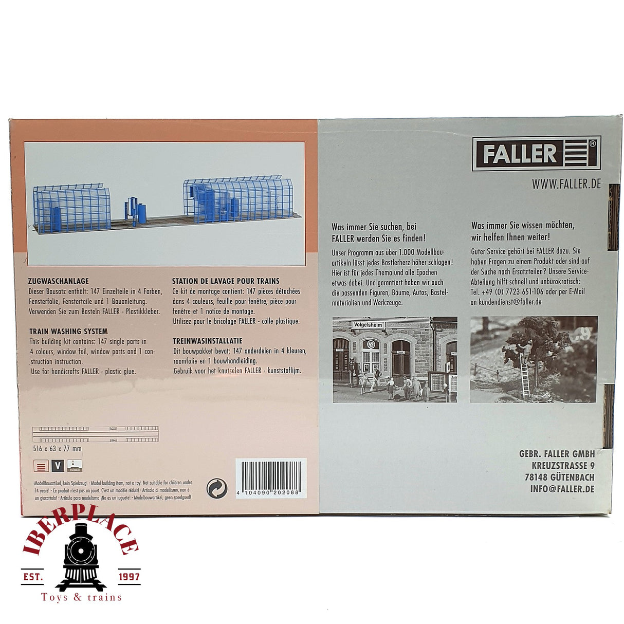 💡 Faller 120208 Instalación de lavado de trenes Kit de montaje H0 escala 1:87 E18