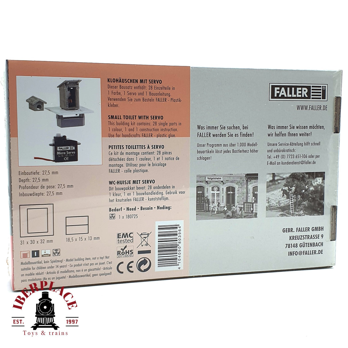 💡 Faller 180396 Cabina de baño con servo Kit de montaje H0 escala 1:87 E18