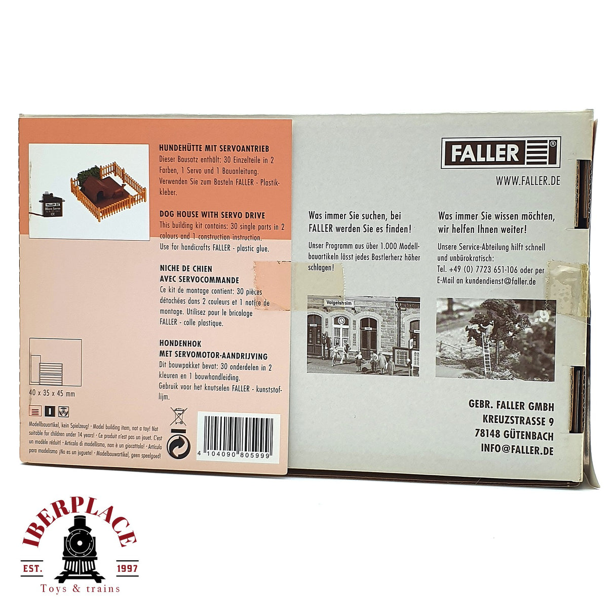 💡 Faller 180599 Caseta para perros con accionamiento servo Kit de montaje H0 escala 1:87 E18